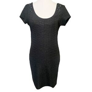 FREE‎ PEOPLE Bringing Sexy Back Black Metallic Beaded Mini Dress Size Medium